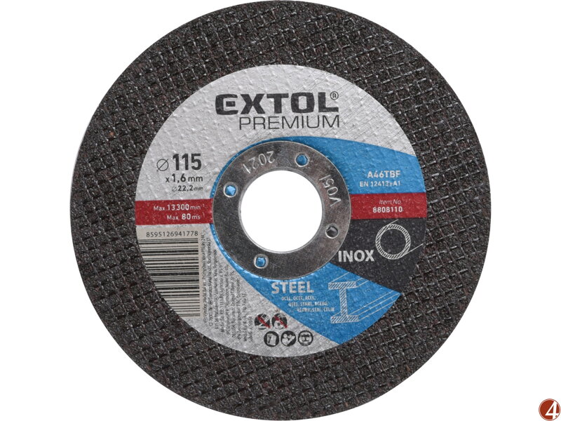 Kotouč řezný na ocel/nerez, O 115x1,6x22,2mm Kotouč řezný na ocel/nerez, O 115x1,6x22,2mm