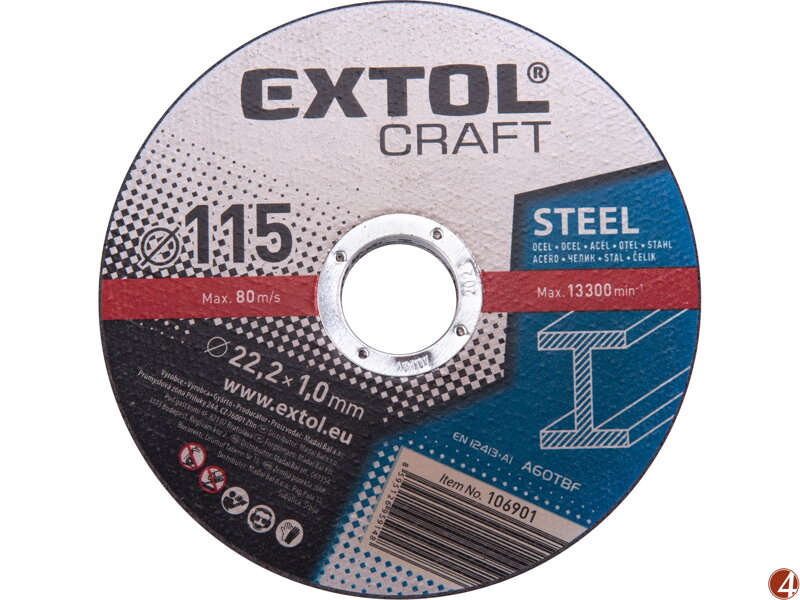 Kotouče řezné na kov, 5ks, O 115x1,0x22,2mm Kotouče řezné na kov, 5ks, O 115x1,0x22,2mm