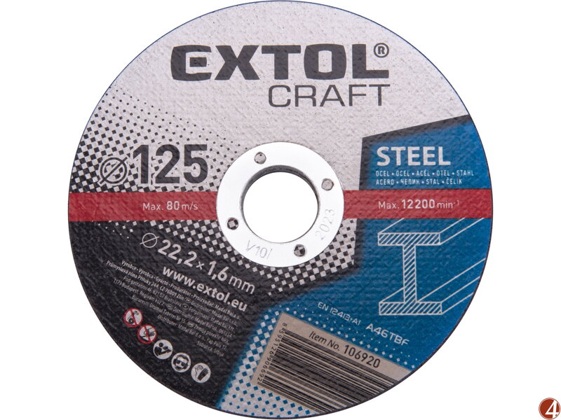Kotouče řezné na kov, 5ks, O 125x1,6x22,2mm Kotouče řezné na kov, 5ks, O 125x1,6x22,2mm