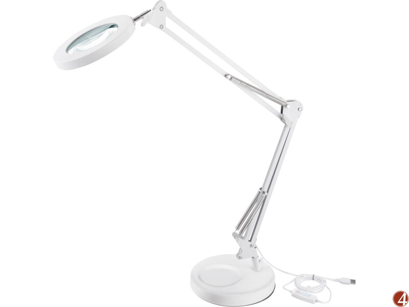 Lampa stolní s lupou, USB napájení, bílá, 2400lm, 3 barvy světla, 5x zvětšení Lampa stolní s lupou, USB napájení, bílá, 2400lm, 3 barvy světla, 5x zvětšení