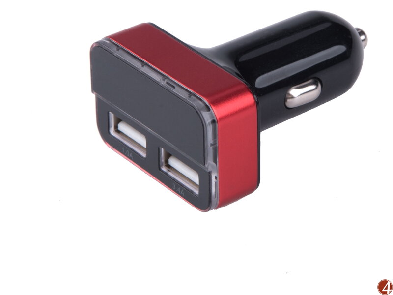 Nabíječka USB do auta, 12/24V, 2xUSB, měřič, 3,4A, 17W Nabíječka USB do auta, 12/24V, 2xUSB, měřič, 3,4A, 17W