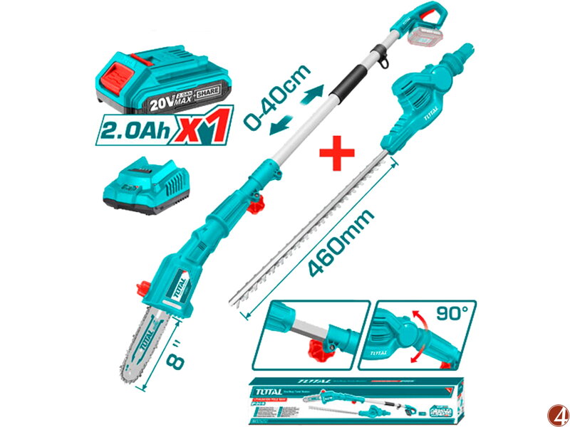 Pila na větve a nůžky na živé ploty, AKU, 20V LI-ION, 1x baterie, 1x nabíječka Pila na větve a nůžky na živé ploty, AKU, 20V LI-ION, 1x baterie, 1x nabíječka