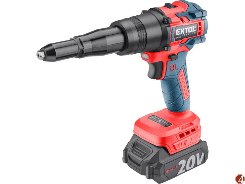 Pistole nýtovací aku SHARE20V, BRUSHLESS, 2Ah