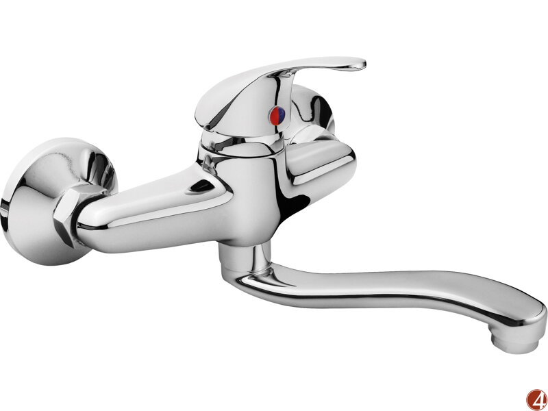 POŠK. OBAL baterie umyvadlová/dřezová, 150mm, prohnuté ramínko 20cm, 35mm, chrom