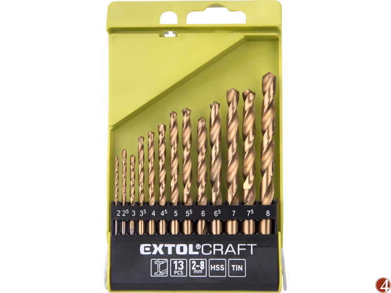 POŠK. OBAL vrtáky do kovu, sada 13ks, O 2-8mm, HSS TiN