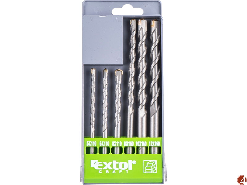 POŠK. PLAST vrtáky příklepové do betonu, sada 6ks, O 5-6-8x110mm, 8-10-12x160mm, SK