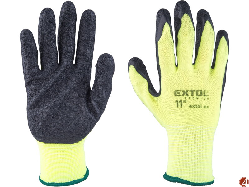 Rukavice nylonové, bezešvé, polomáčené v latexu, velikost 11"