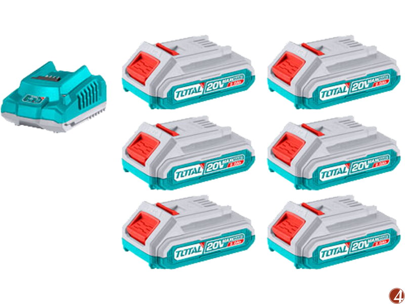 Sada baterií a nabíječky, 20V Li-ion, 2000mAh, industrial Sada baterií a nabíječky, 20V Li-ion, 2000mAh, industrial