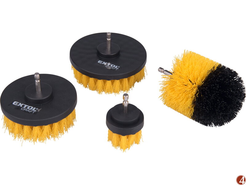 Sada čistících kartáčů na vrtačku 4ks, stopka 1/4"x25mm Sada čistících kartáčů na vrtačku 4ks, stopka 1/4"x25mm