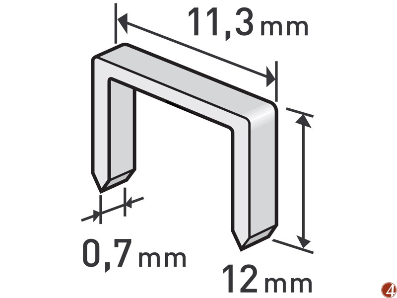Spony, balení 1000ks, 12mm, 11,3x0,52x0,70mm Spony, balení 1000ks, 12mm, 11,3x0,52x0,70mm