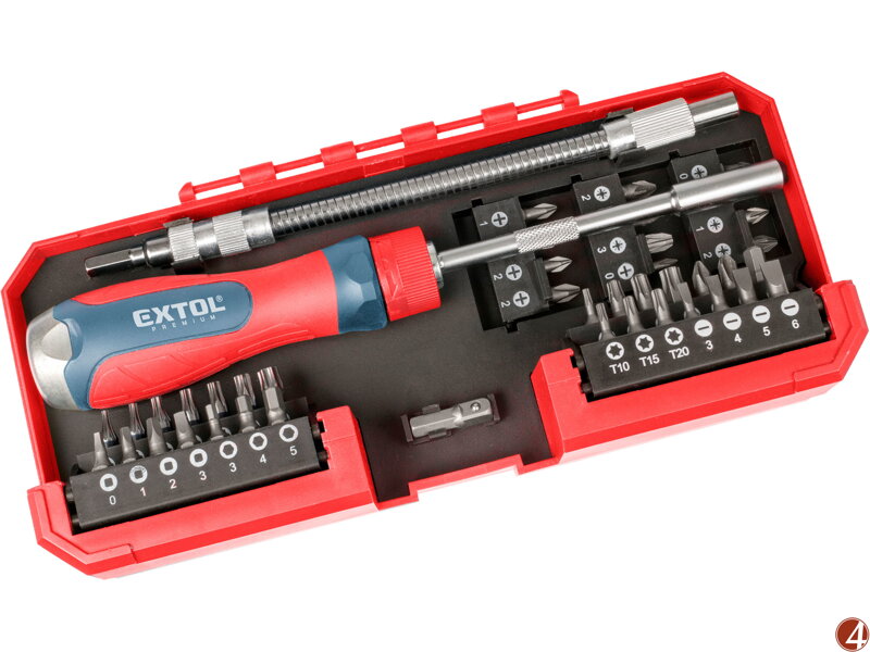 šroubovák ráčnový s hroty, sada 43ks, CrV