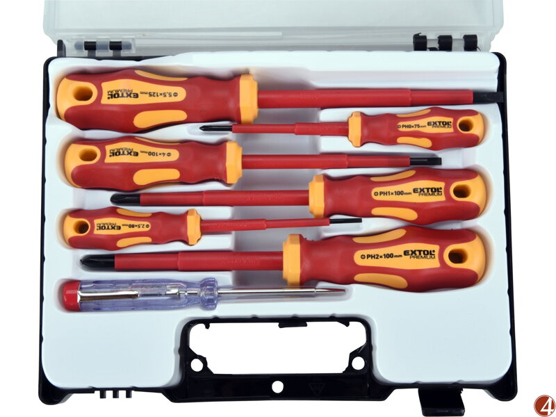 šroubováky elektrikářské se zkoušečkou, sada 7ks, 3x(-), 3x(PH), CrV šroubováky elektrikářské se zkoušečkou, sada 7ks, 3x(-), 3x(PH), CrV