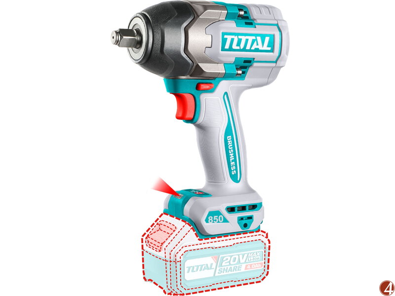 Utahovák rázový AKU 1/2', brushless, 850Nm, 20 V Li-ion, bez baterie a nabíječky, industrial Utahovák rázový AKU 1/2', brushless, 850Nm, 20 V Li-ion, bez baterie a nabíječky, industrial