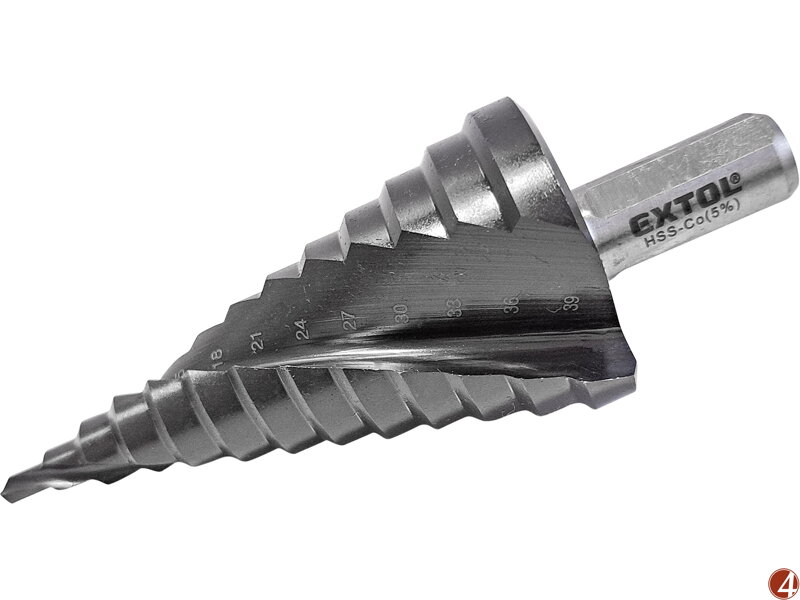 Vrták stupňovitý s lamačem třísek, O 4-39mm/po 3mm, HSS-Co