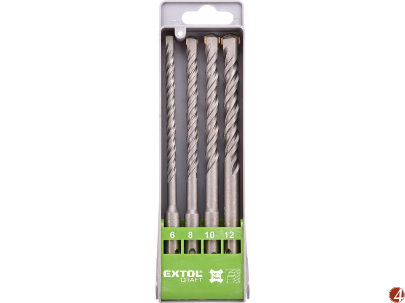 Vrtáky SDS PLUS příklepové do betonu, sada 4ks, O 6-12mm, SK Vrtáky SDS PLUS příklepové do betonu, sada 4ks, O 6-12mm, SK