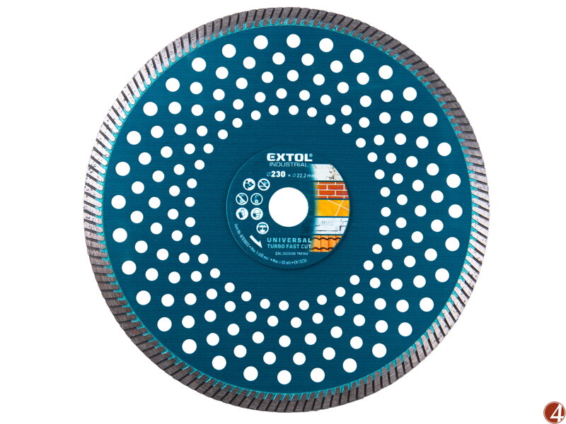 Kotouč diamantový řezný, turbo Fast Cut, suché i mokré řezání, O 230x22,2x2,8mm