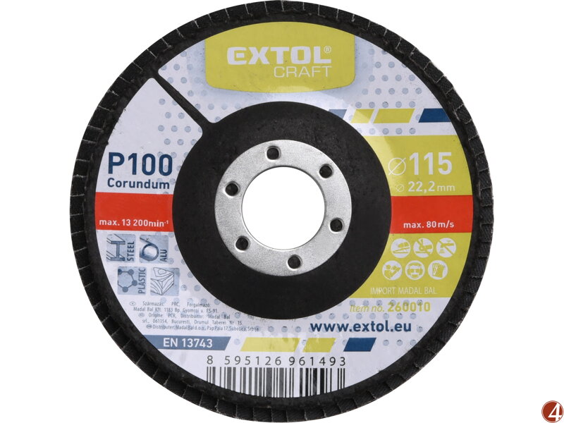 Kotouč lamelový šikmý korundový, P100, O 115mm